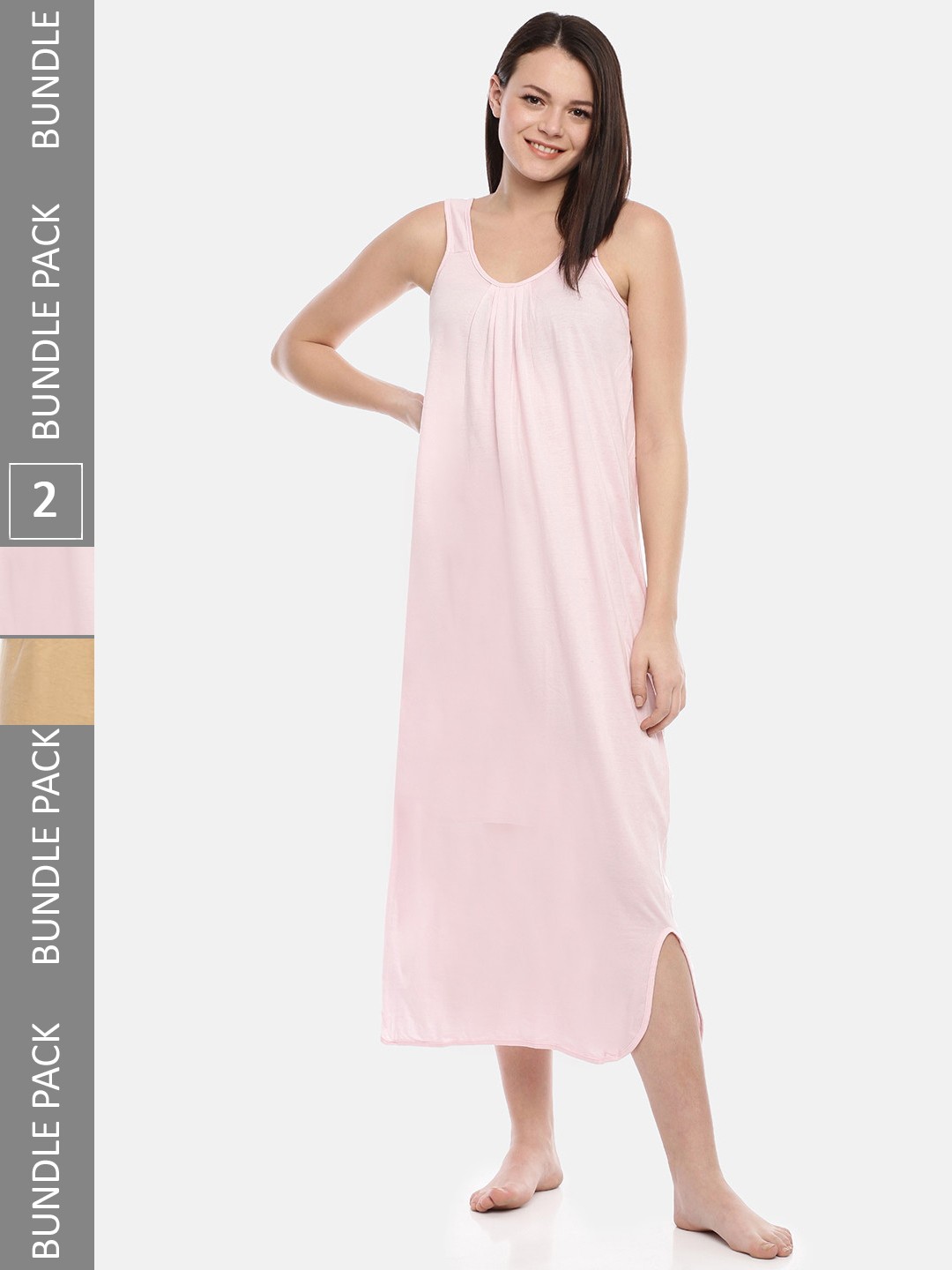 

GOLDSTROMS Pack Of 2 Sleeveless Pure Cotton Maxi Nightdress, Pink