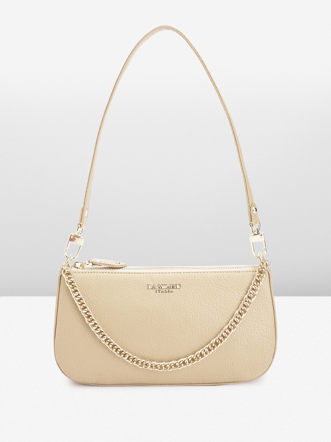 

Da Milano Textured Leather Structured Baguette Bag, Beige