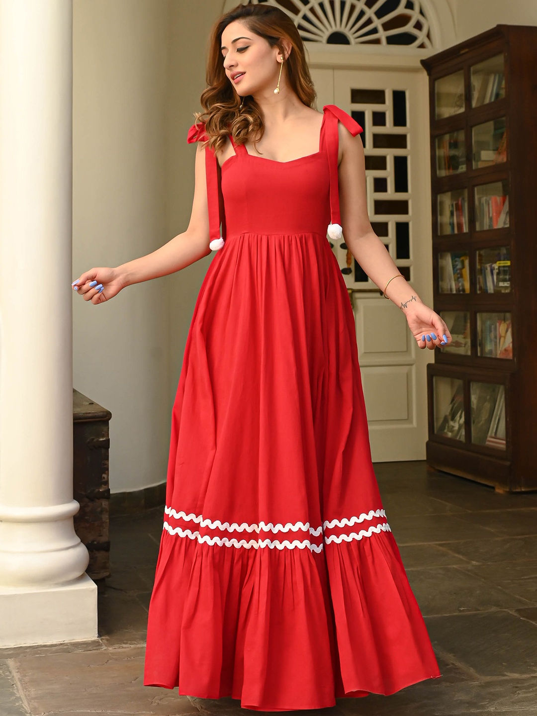 

Bunaai Cotton Maxi Dresses, Red