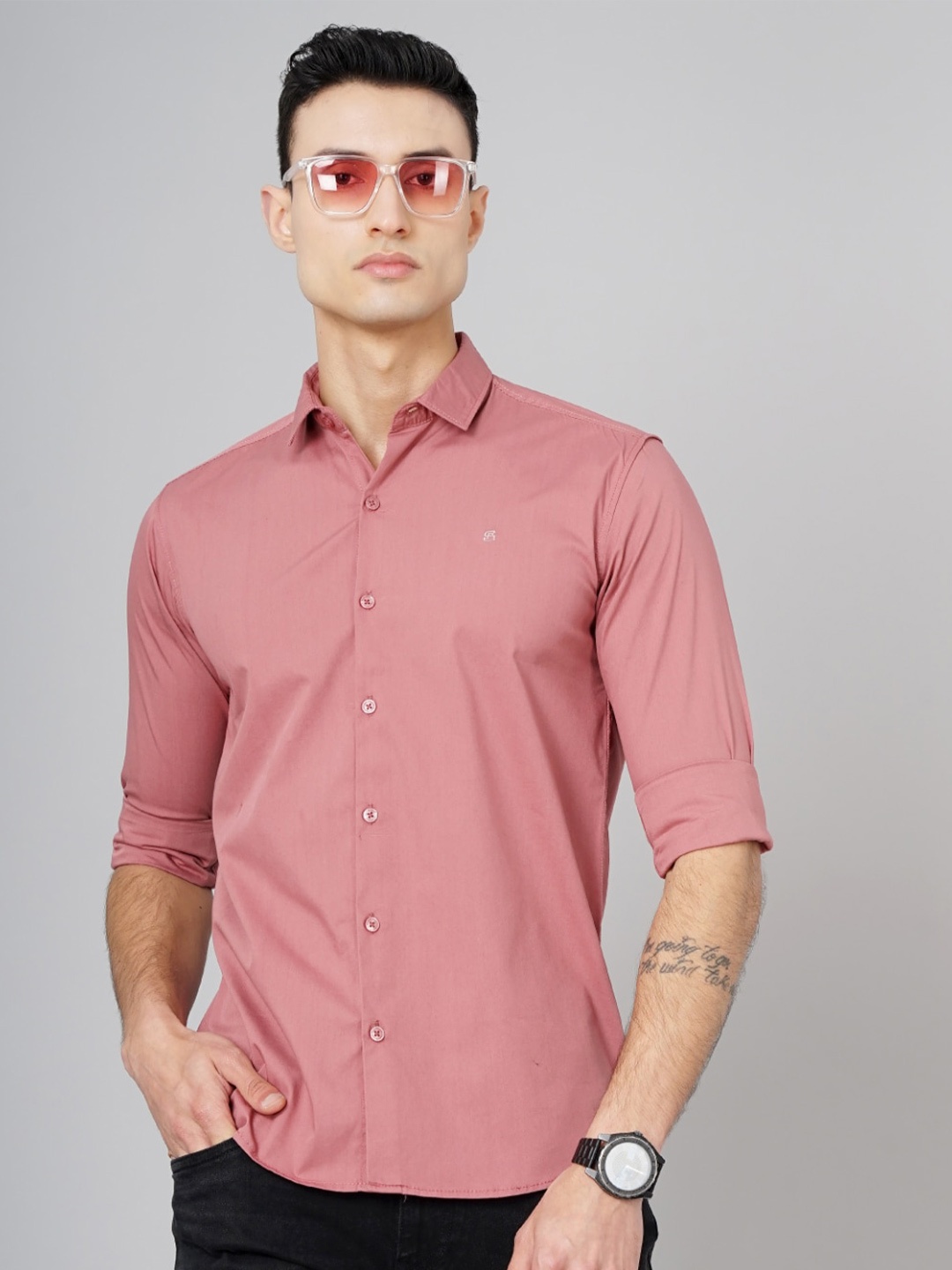 

PAUL STREET Standard Slim Fit Spread Collar Casual Shirt, Pink