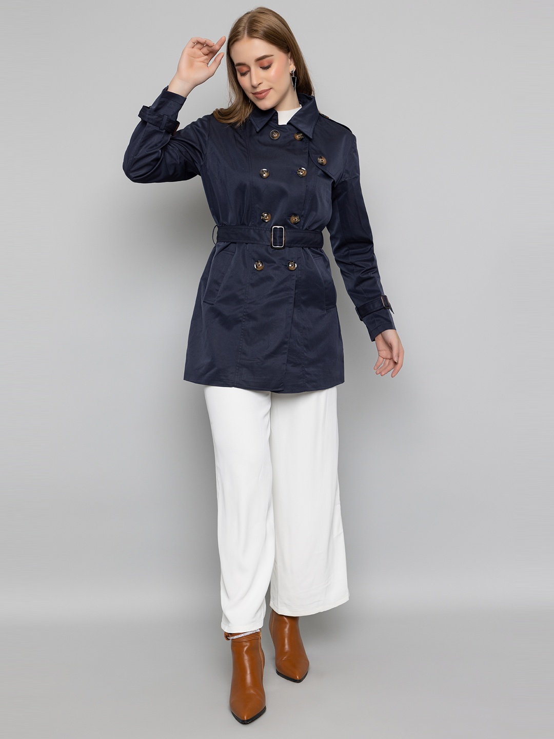 

Dlanxa Double Breasted Winter Trench Coats, Navy blue