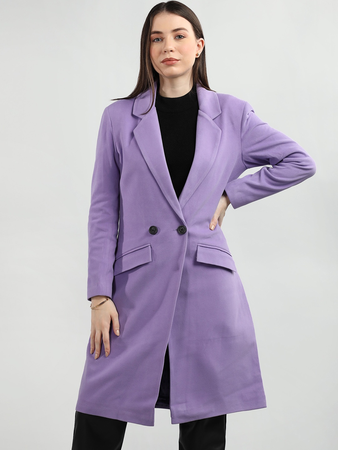 

Dlanxa Double Breasted Woolen Overcoat, Lavender