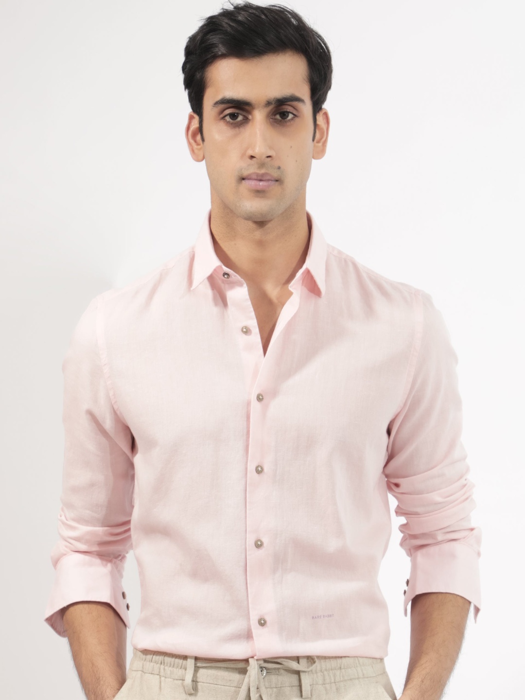 

RARE RABBIT Men Linux Slim Fit Cotton Shirt, Pink