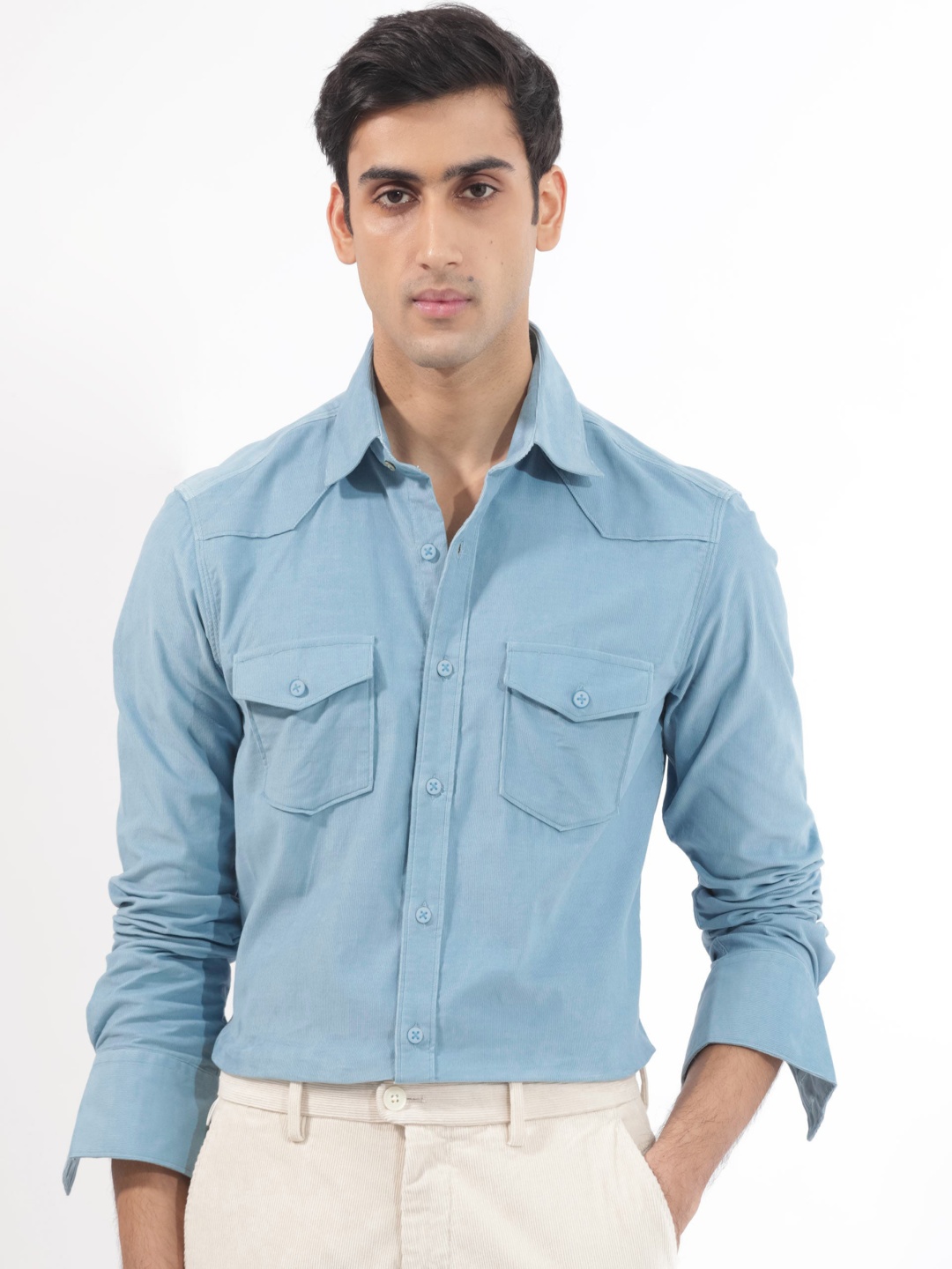 

RARE RABBIT Men Halle Slim Fit Cotton Shirt, Blue