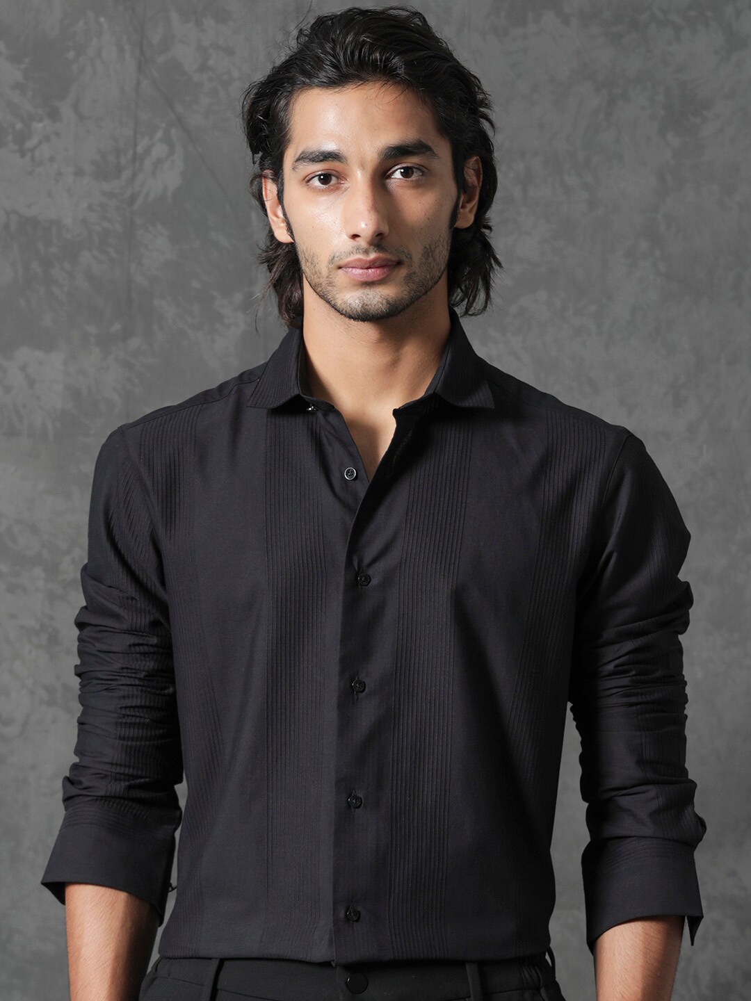 

RARE RABBIT Men Lurtz-1 Slim Fit Cotton Shirt, Black