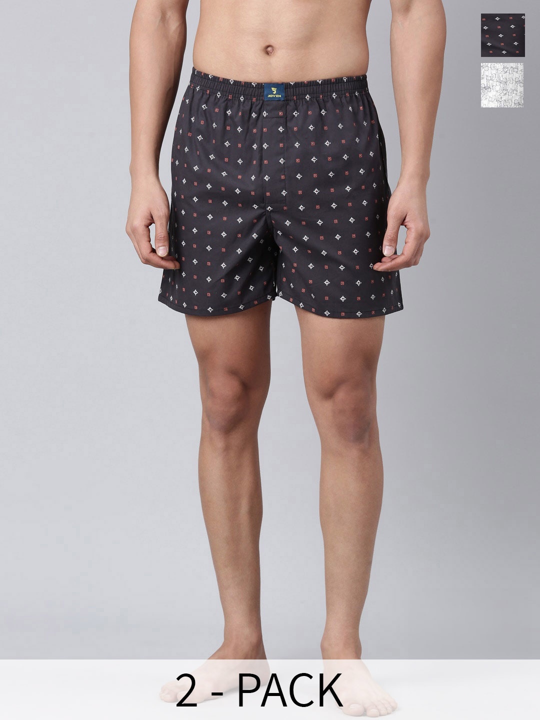 

Joven Pack Of 2 Printed Pure Cotton Anti-Shrink Boxers JB2P-IMGS, Off white