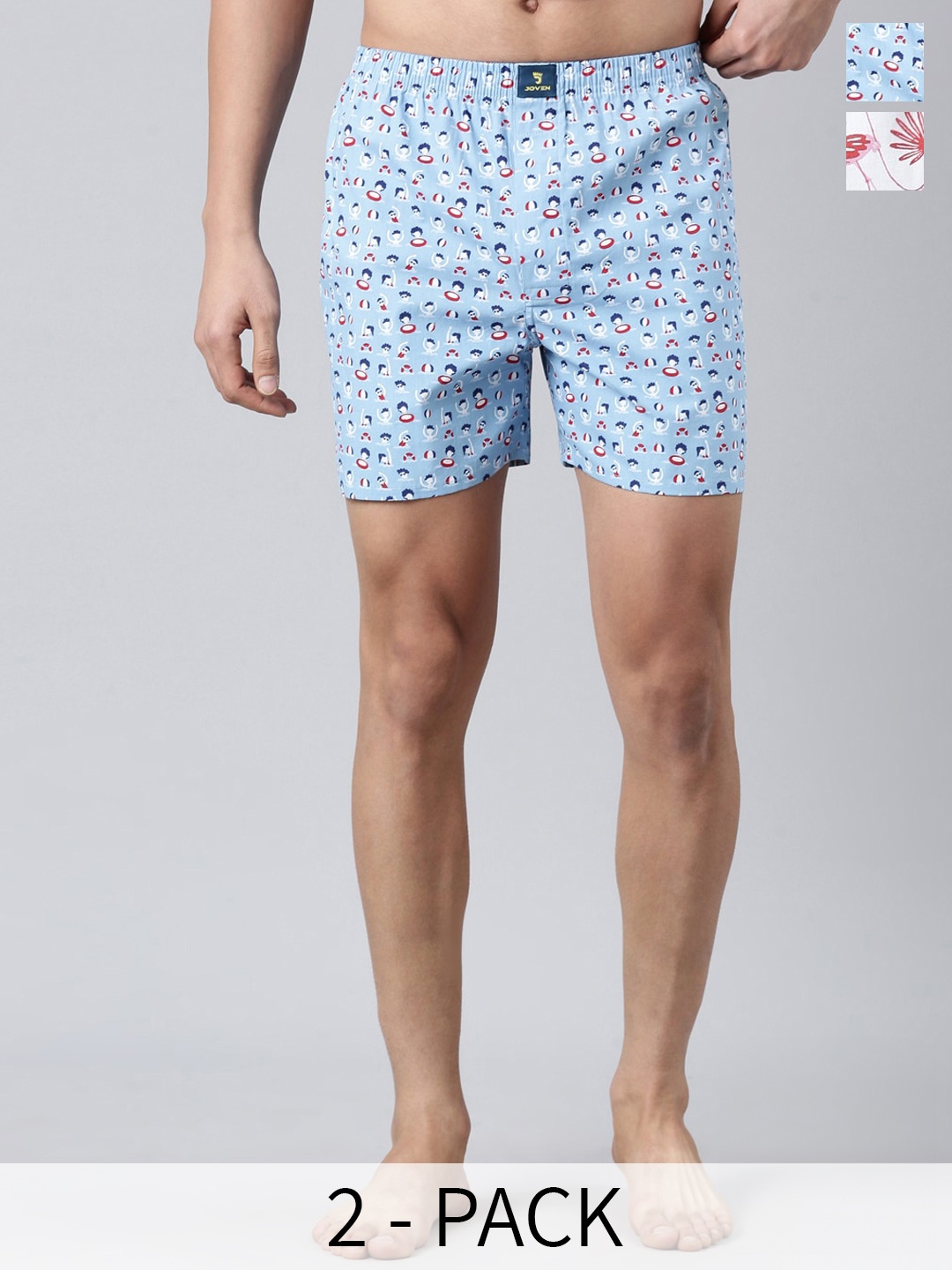 

Joven Pack Of 2 Conversational Printed Pure Cotton Boxers JB2P-WPSW, White