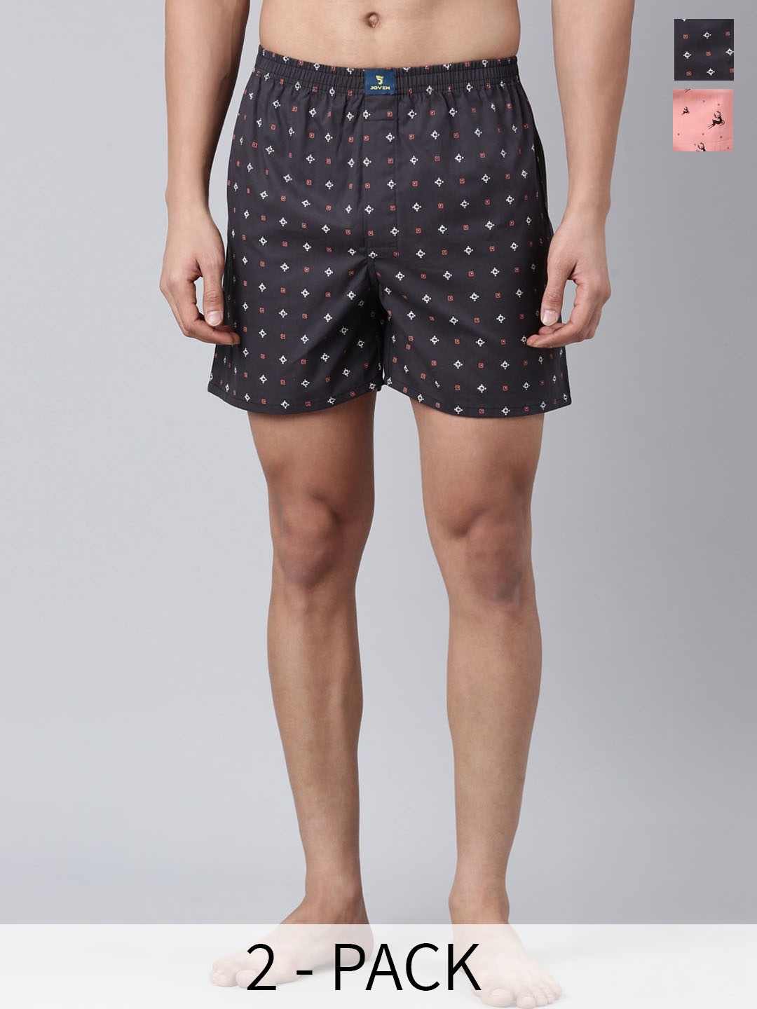 

Joven Pack Of 2 Conversational Printed Pure Cotton Boxers JB2P-PDGS, Peach