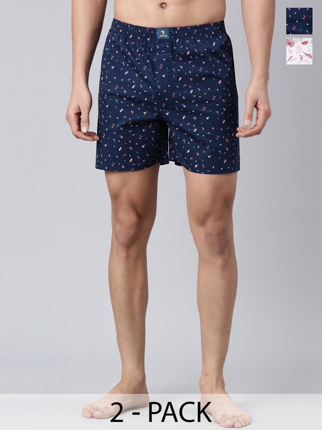 

Joven Pack Of 2 Conversational Printed Pure Cotton Boxers JB2P-WPNP, White
