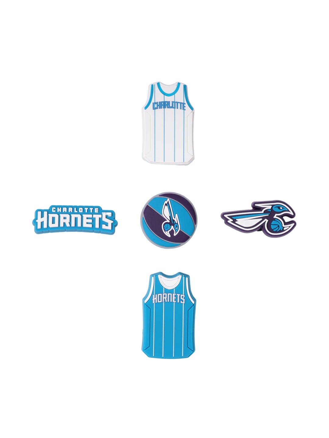 

Crocs Set Of 5 NBA Charlotte Hornets Jibbitz, White