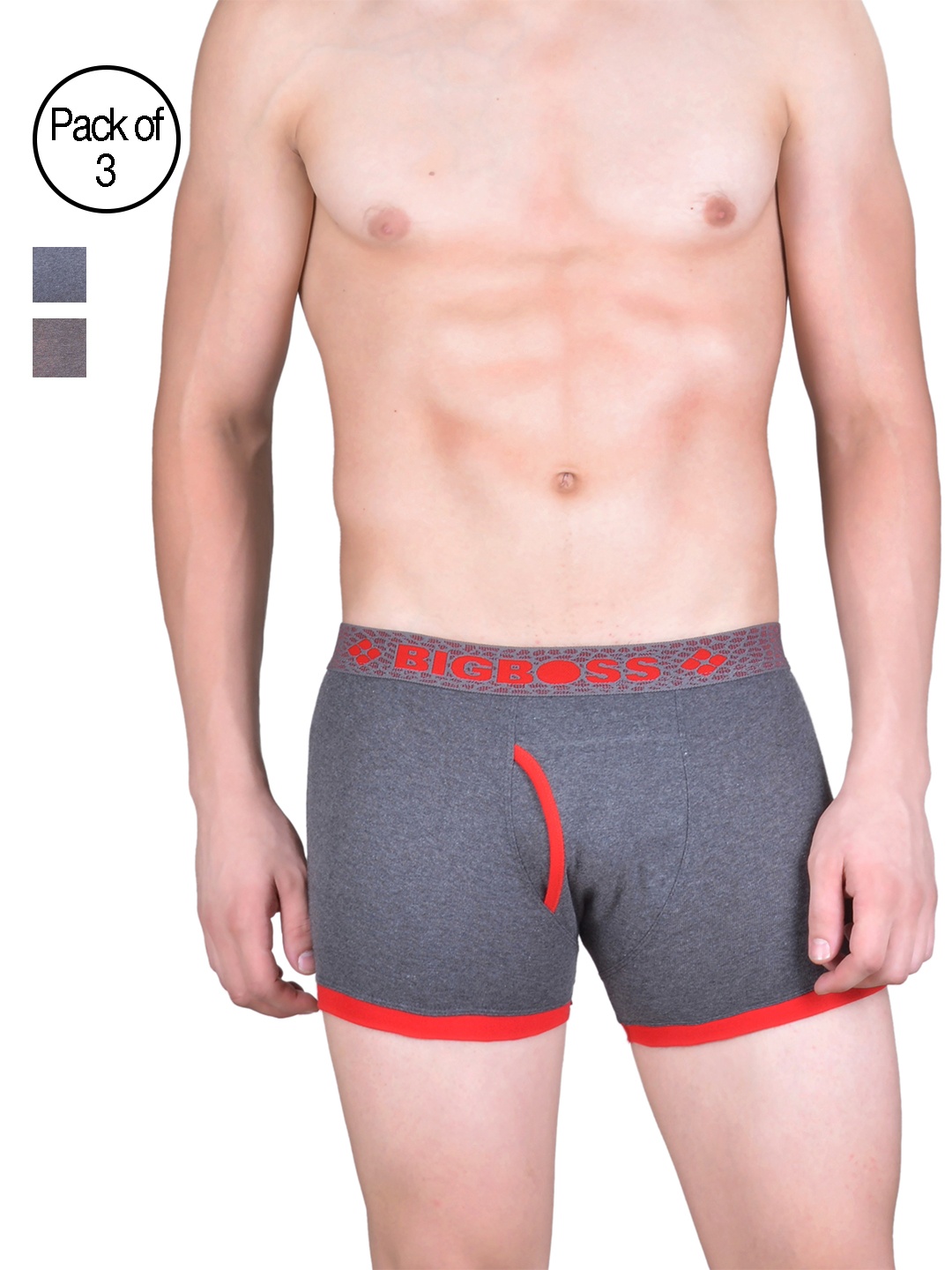 

Dollar Bigboss Men's Solid Pack of 2 Cotton Trunks, Charcoal