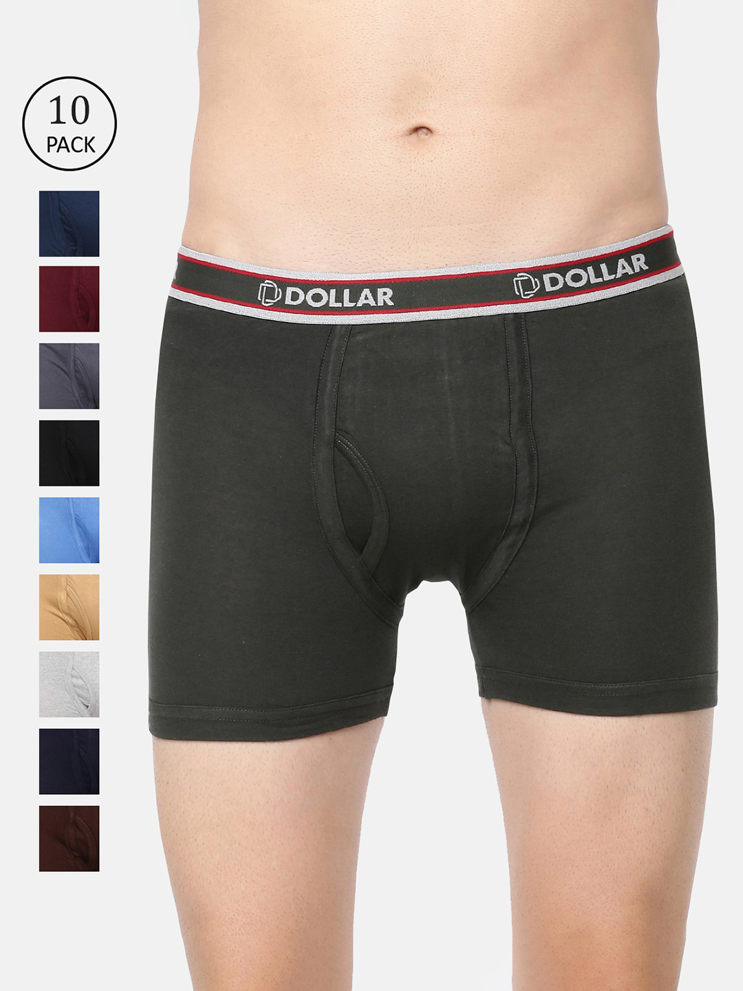 

Dollar Bigboss Men Solid Pack of 10 Combed Cotton Classy Trunk, Multi