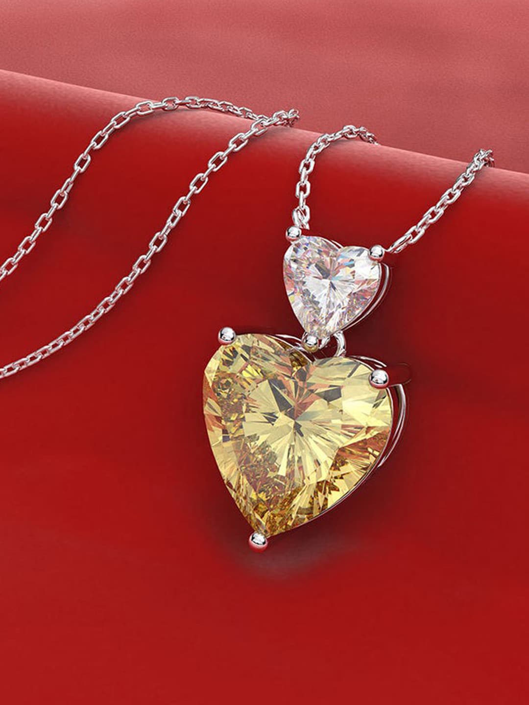 

Designs & You Silver-Plated AD-Studded Heat Shaped Pendant