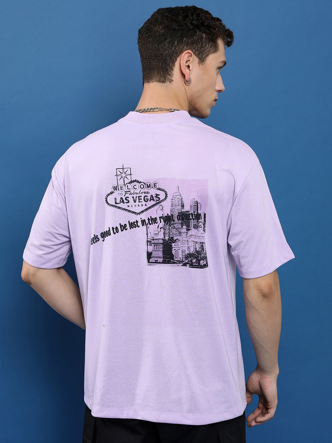 

HIGHLANDER Graphic Printed Drop Shoulder Oversized T-Shirt, Lavender