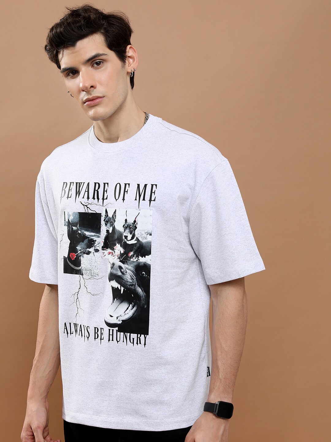 

HIGHLANDER Unisex Graphic Printed Oversized T-Shirt, White