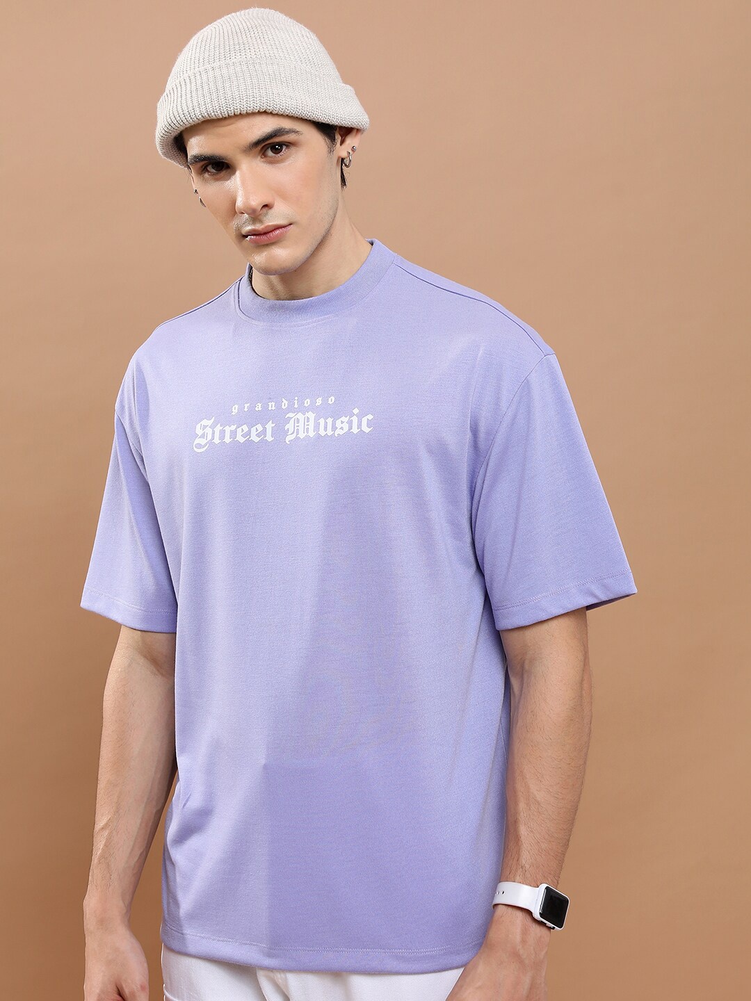 

HIGHLANDER Unisex Graphic Printed Oversized T-shirt, Lavender