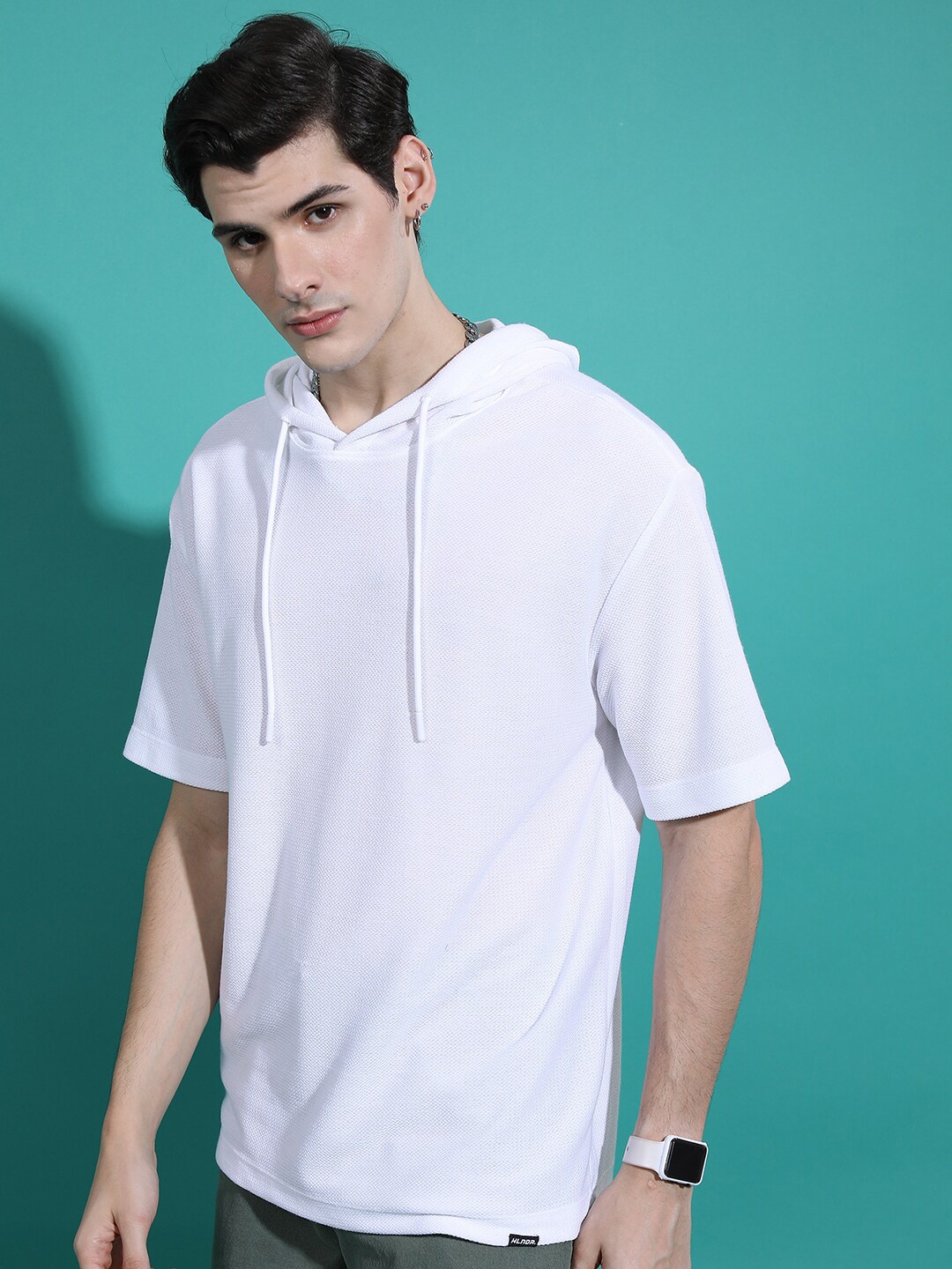 

HIGHLANDER Hooded Drop Shoulder Sleeves Oversized T-Shirt, White