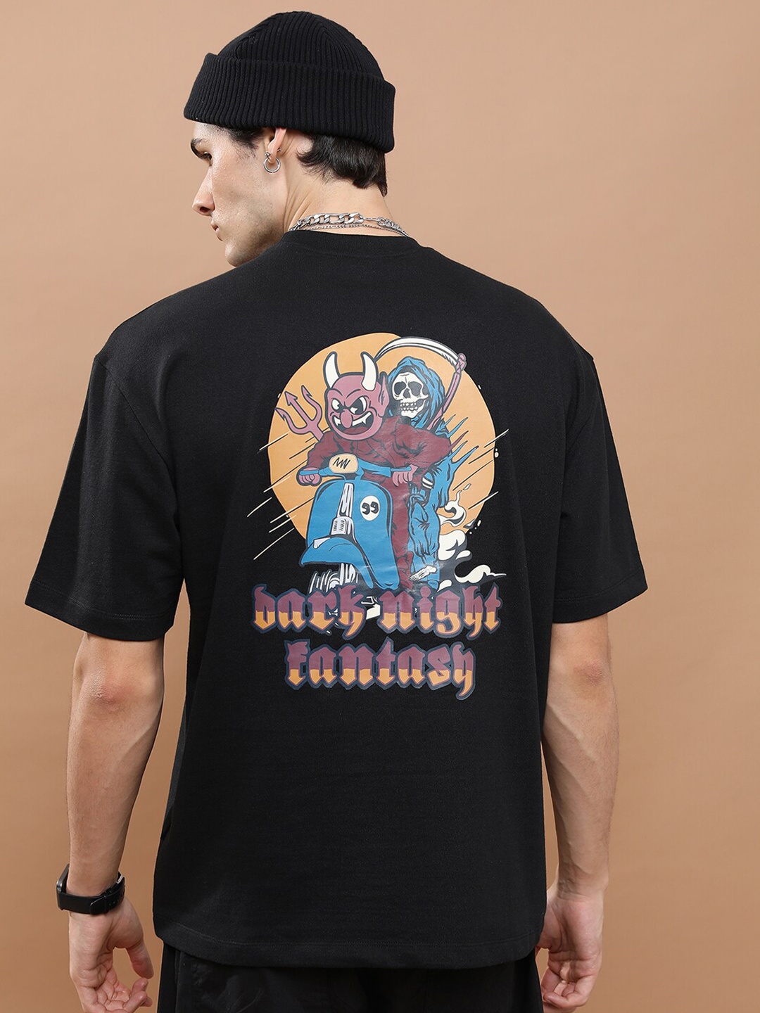 

HIGHLANDER Unisex Graphic Printed Oversized T-Shirt, Black