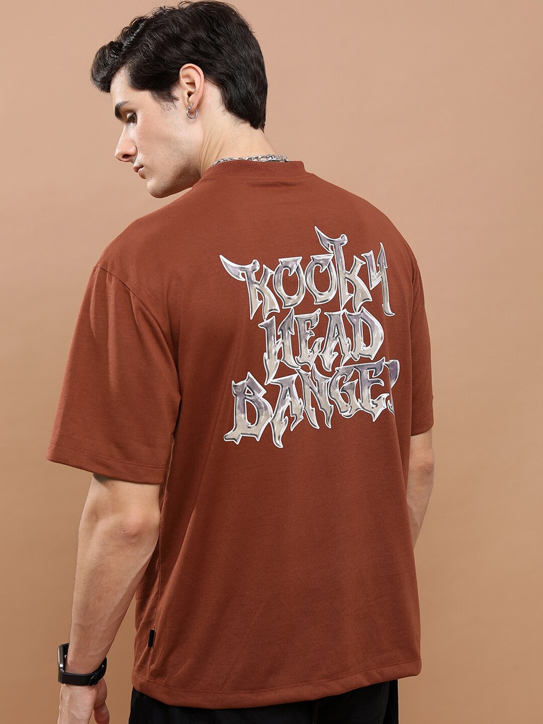 

HIGHLANDER Unisex Typography Printed Oversized T-Shirt, Rust