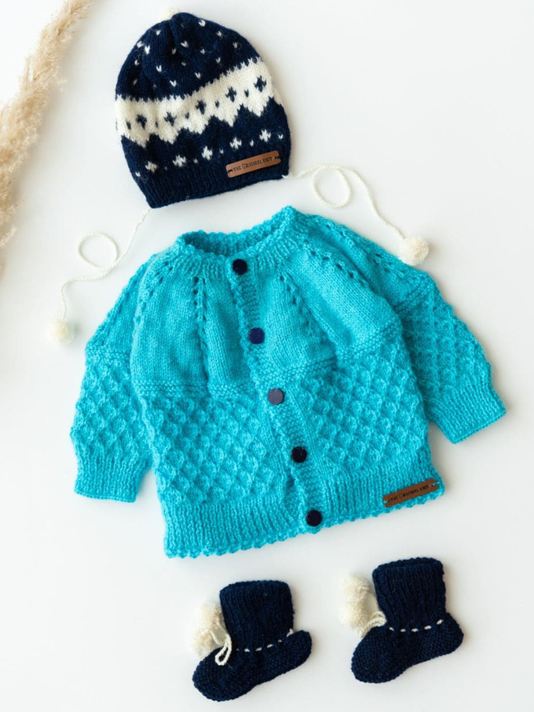 

The Original Knit Unisex Kids Blue Cable Knit Cardigan