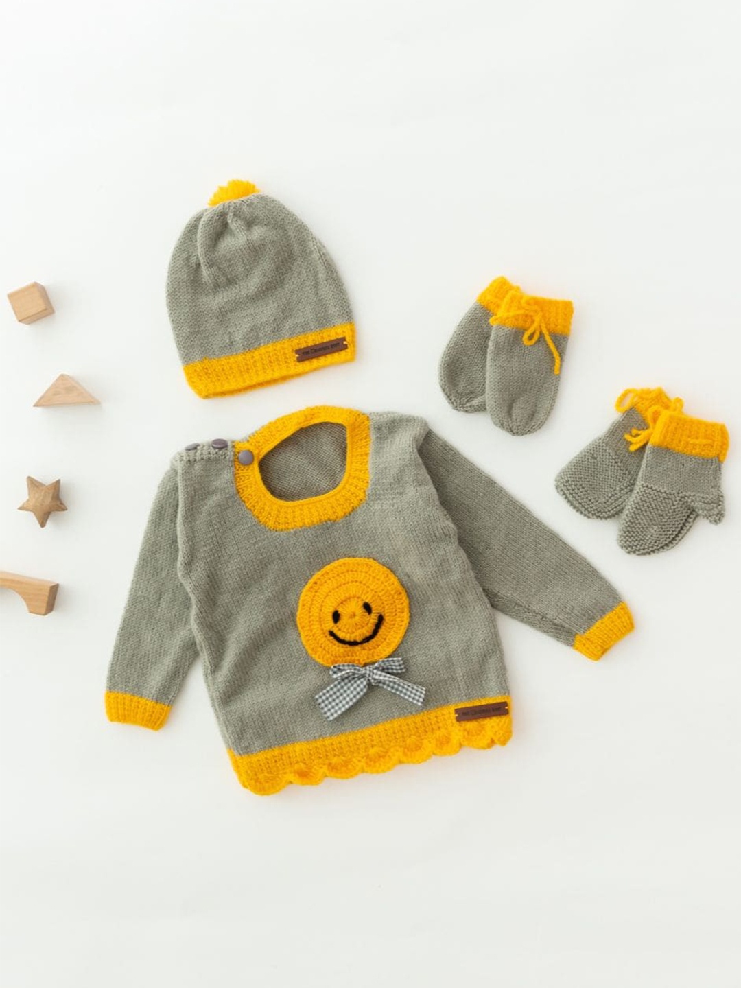 

The Original Knit Kids Self Design Cable Knit Acrylic Sweater Set, Grey