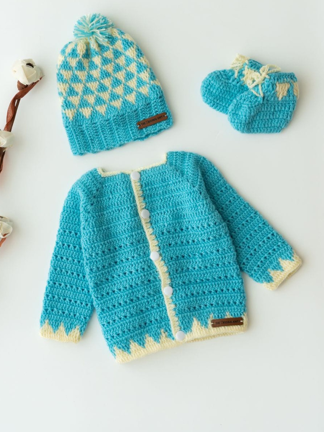 

The Original Knit Kids Self Design Cable Knit Acrylic Sweater Set, Blue