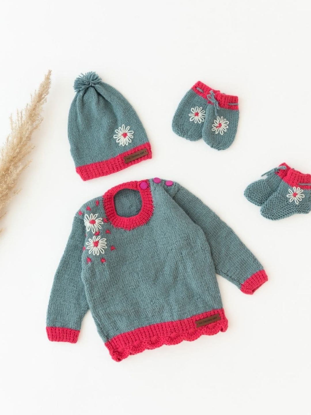 

The Original Knit Infants Kids Cable Knit Acrylic Baby Apparel Gift Set, Grey