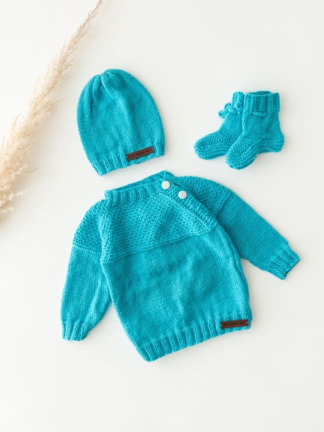 

The Original Knit Kids Self Design Cable Knit Acrylic Sweater Set, Blue
