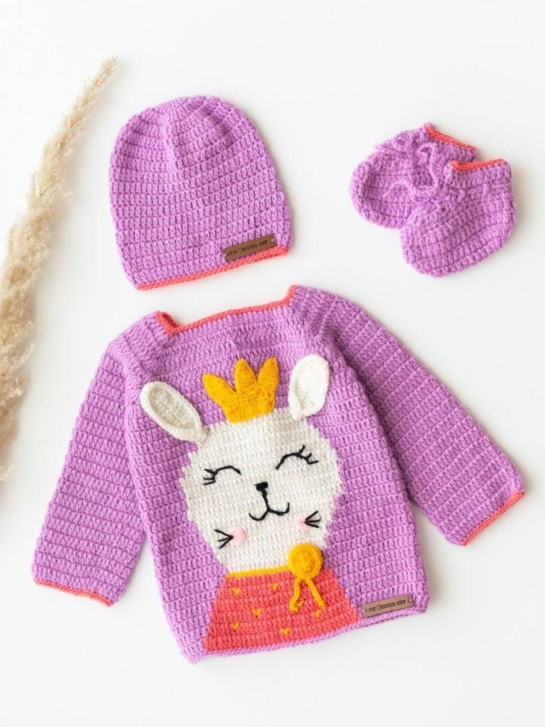 

The Original Knit Kids Self Design Cable Knit Acrylic Sweater Set, Mauve