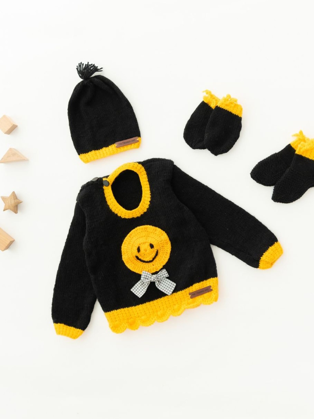 

The Original Knit Kids Self Design Cable Knit Acrylic Sweater Set, Black