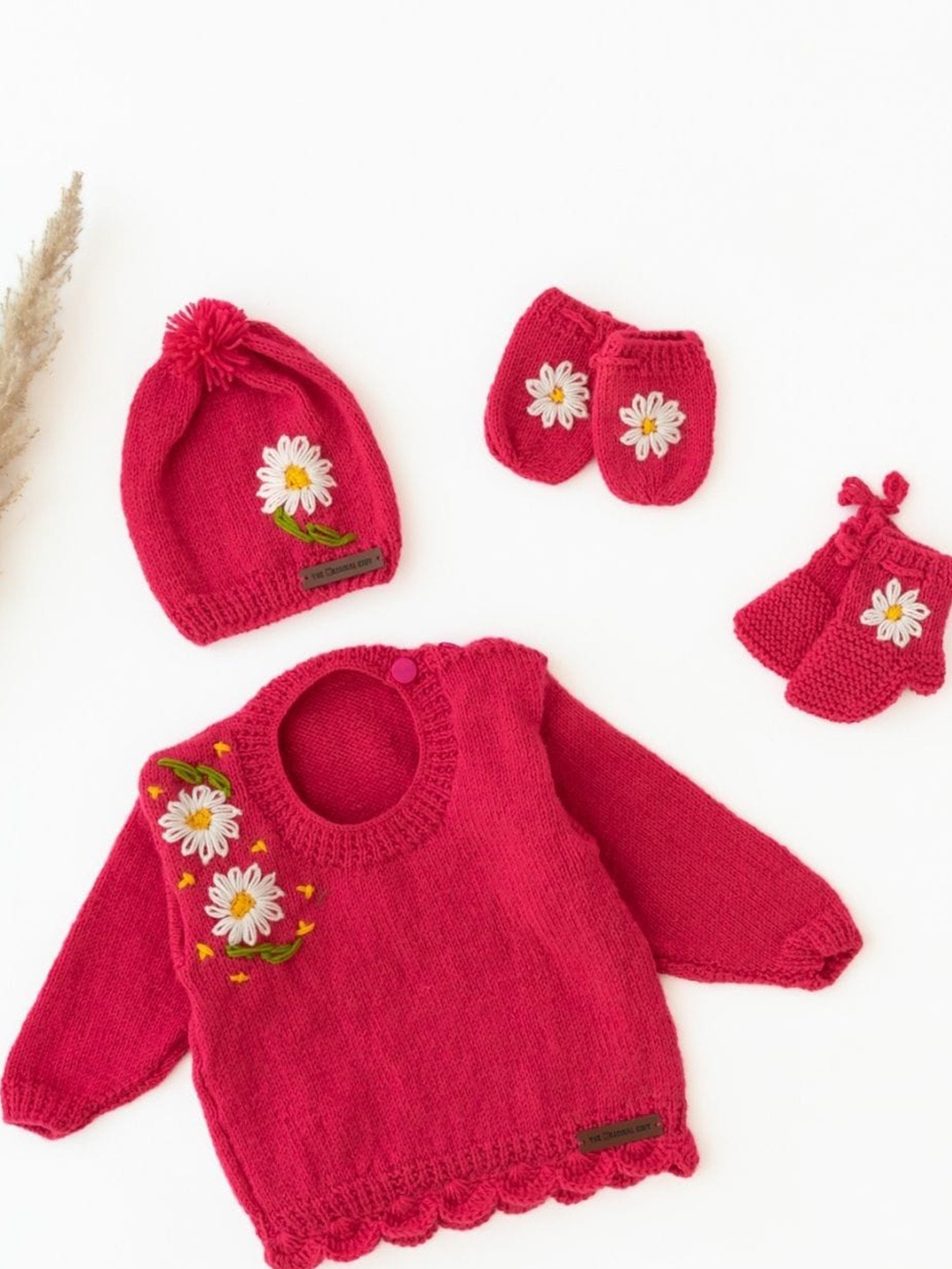 

The Original Knit Infants Kids Cable Knit Acrylic Baby Apparel Gift Set, Pink