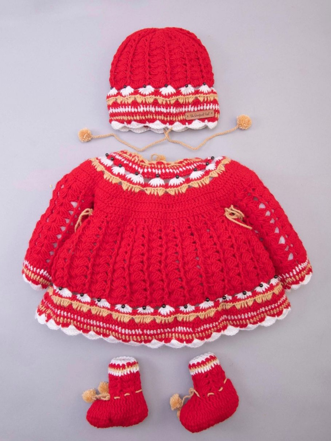 

The Original Knit Infants Girls Self Design Fit & Flare Dress, Red