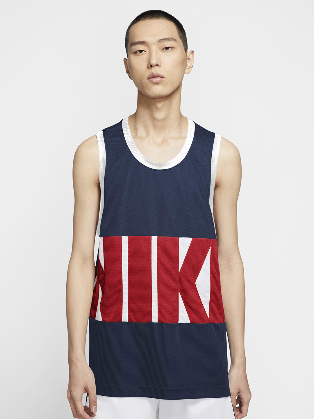 

Nike Dri-Fit Brand Logo Printed Basketball Jersey, Blue