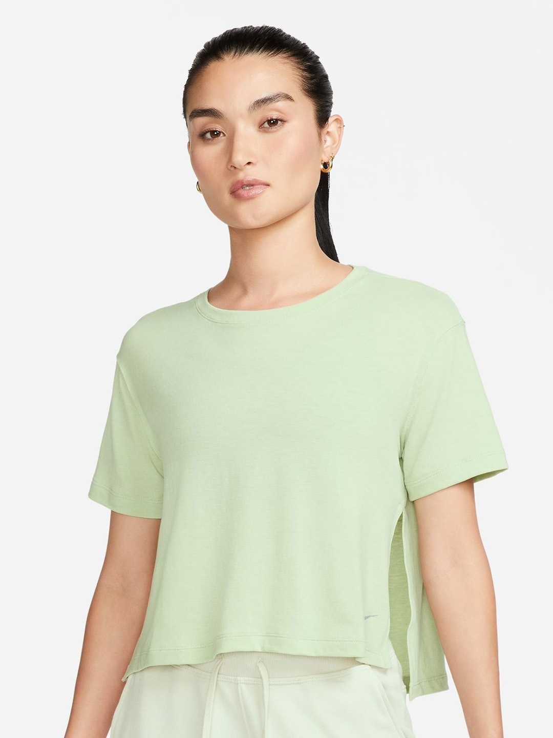 

Nike Yoga Dri-Fit Side Cut Detail Crop Tshirts, Green