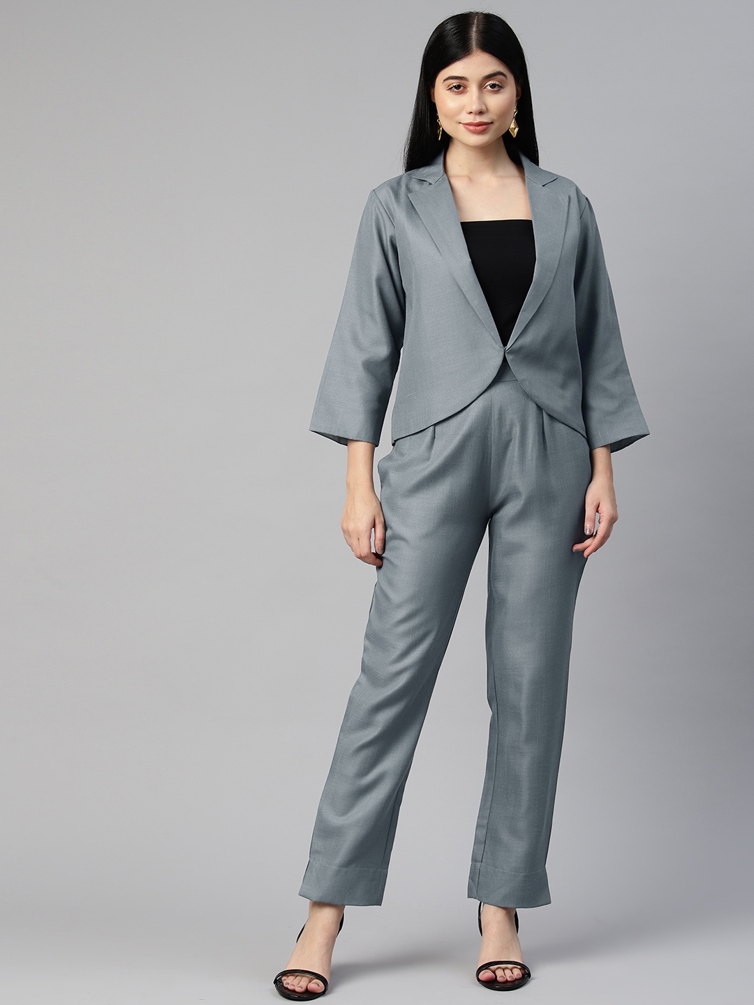 

Cottinfab Women Blazers with Trousers, Grey