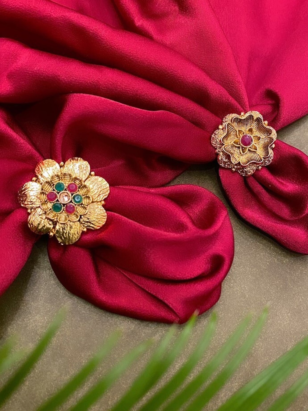 

ATIBELLE Set Of 2 Gold-plated & Stone-studded Adjustable Finger Rings