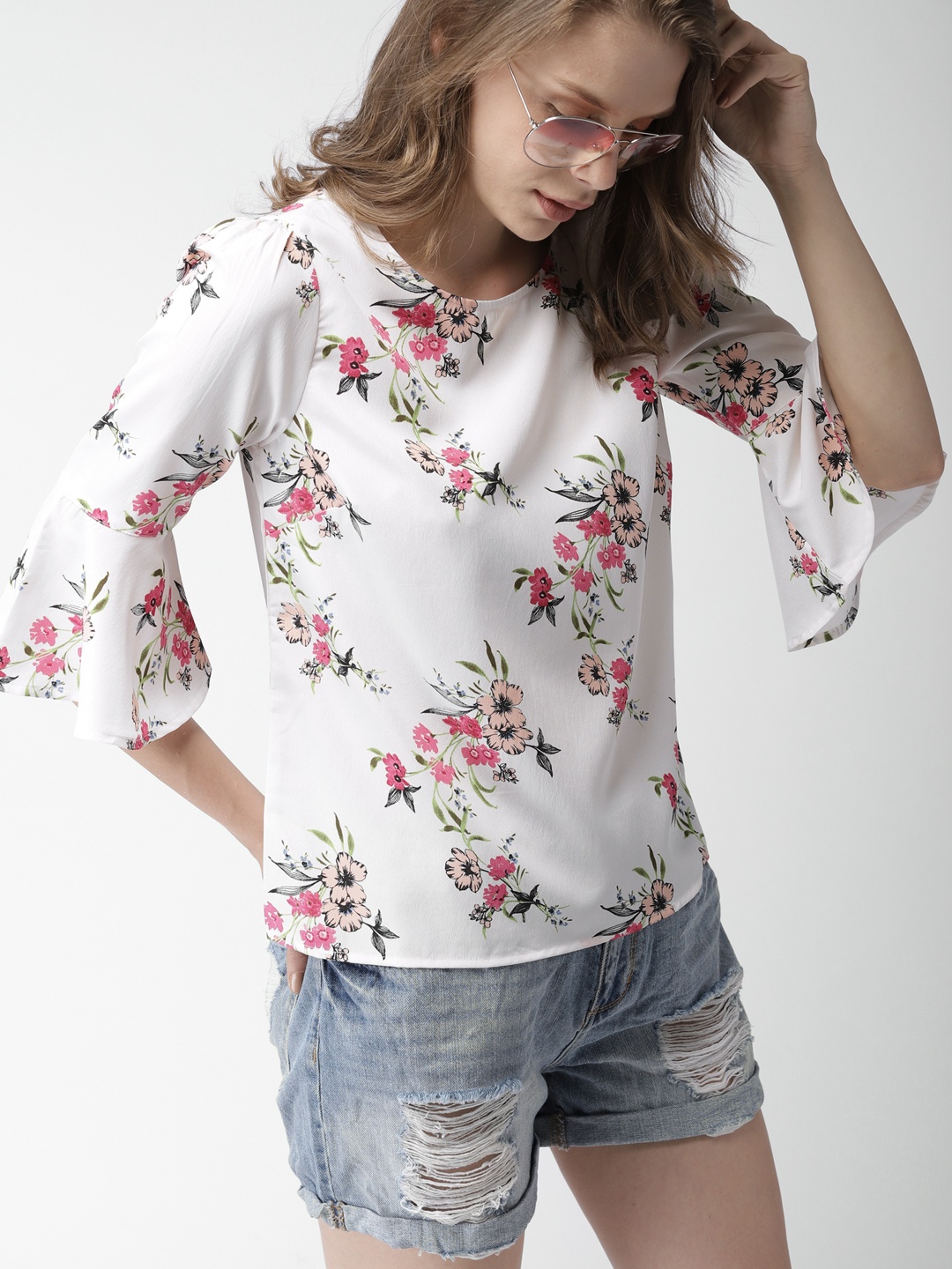 

Mast & Harbour Women Off-White Floral Printed Top