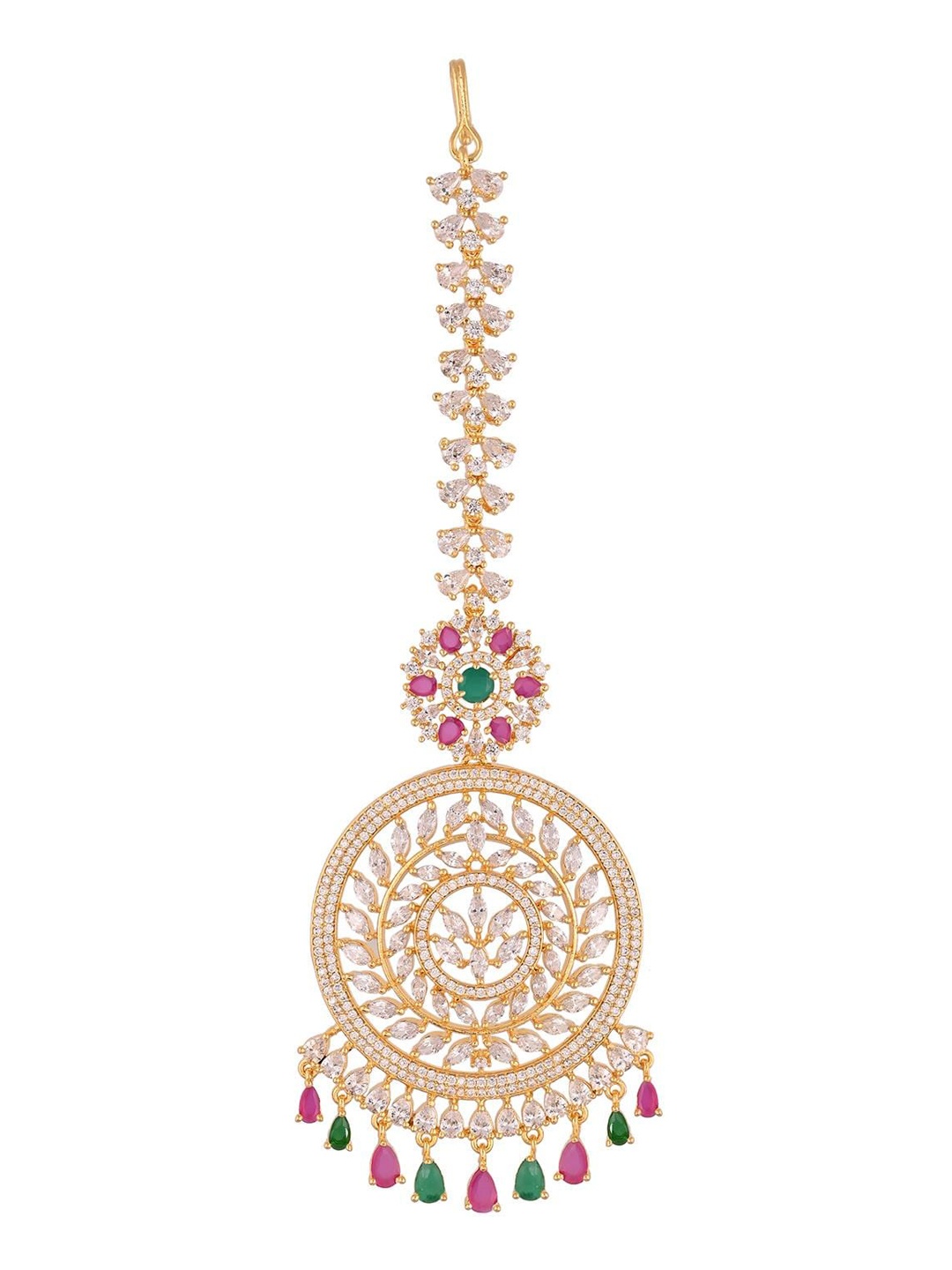 

RATNAVALI JEWELS Gold-Plated American Diamond Maang Tikka