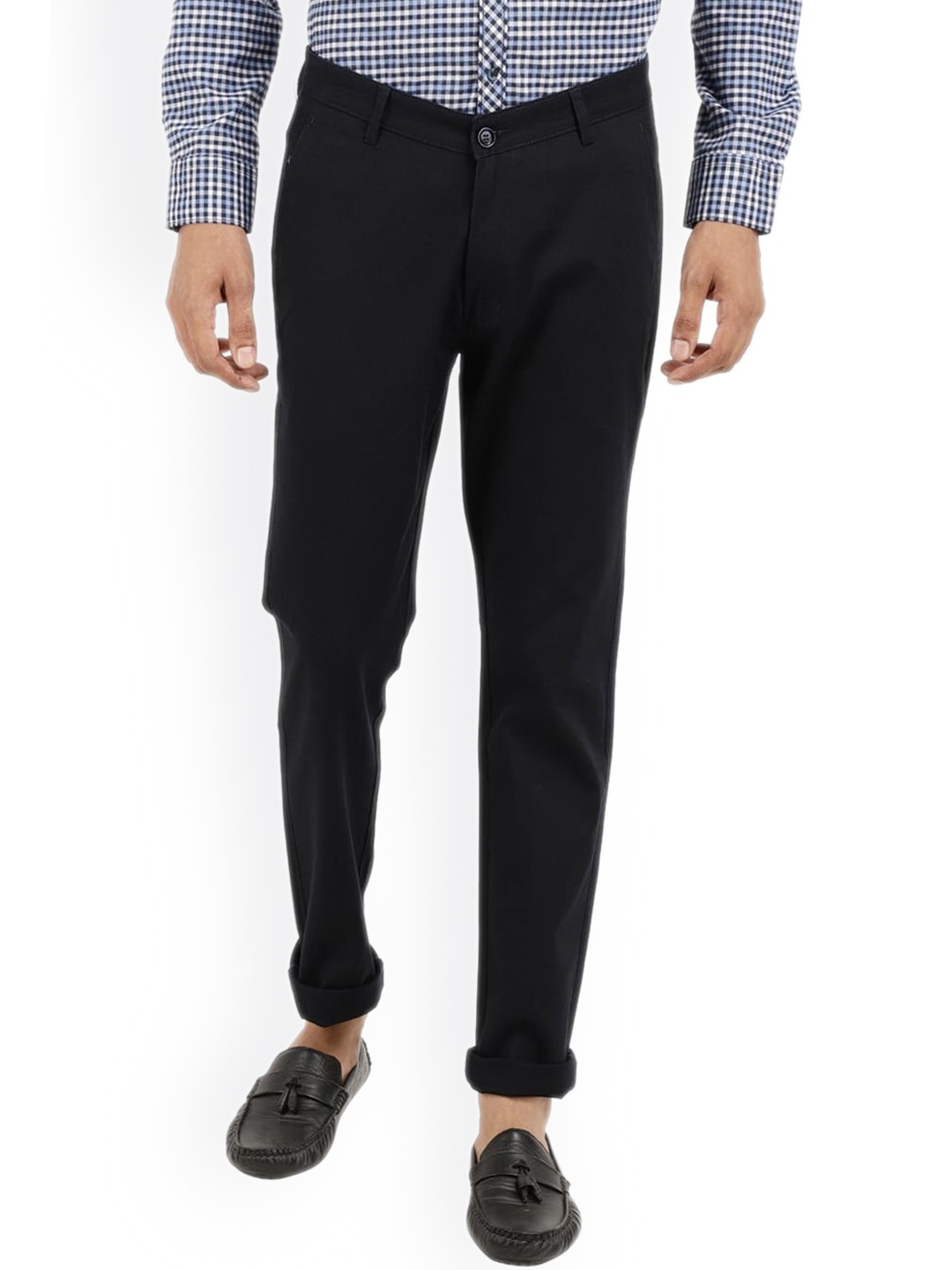 

V-Mart Men Slim Fit Cotton Trousers, Navy blue