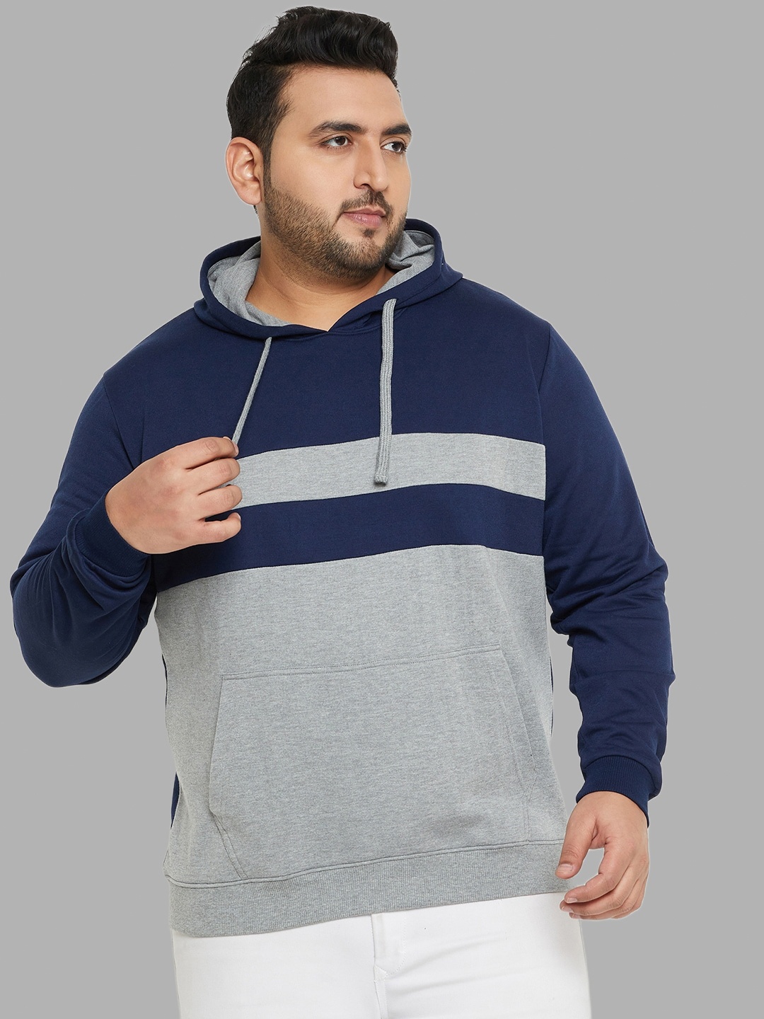 

AUSTIVO Striped Hooded Pullover, Grey