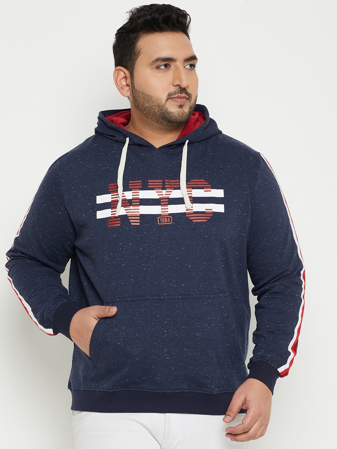 

AUSTIVO Printed Hooded Sweatshirt, Navy blue