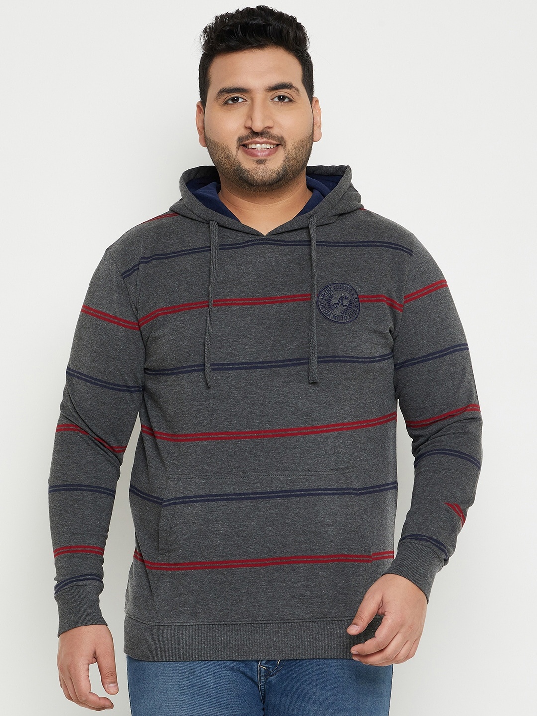 

AUSTIVO Striped Hooded Pullover, Grey