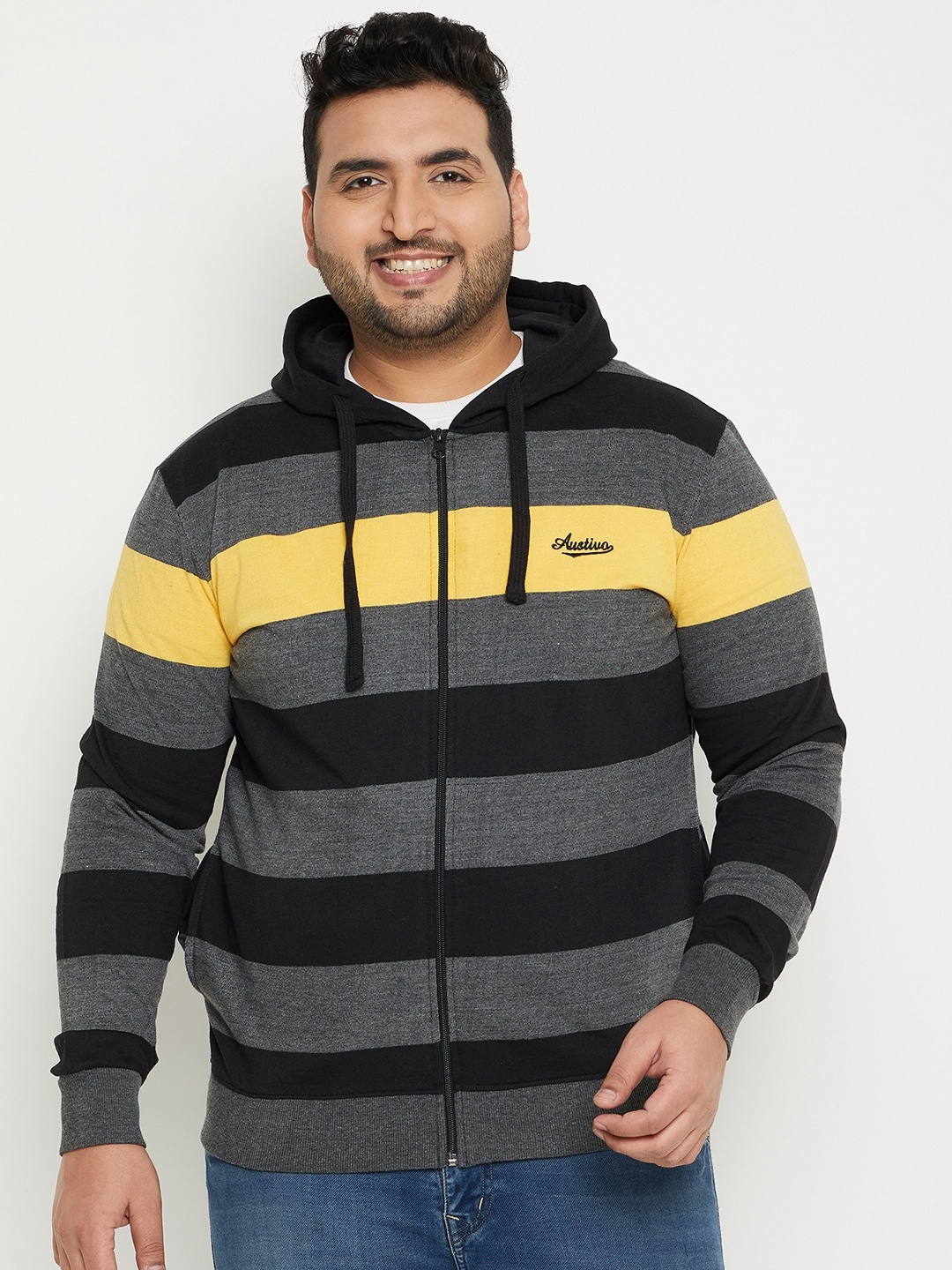

AUSTIVO Striped Hooded Sweatshirt, Grey