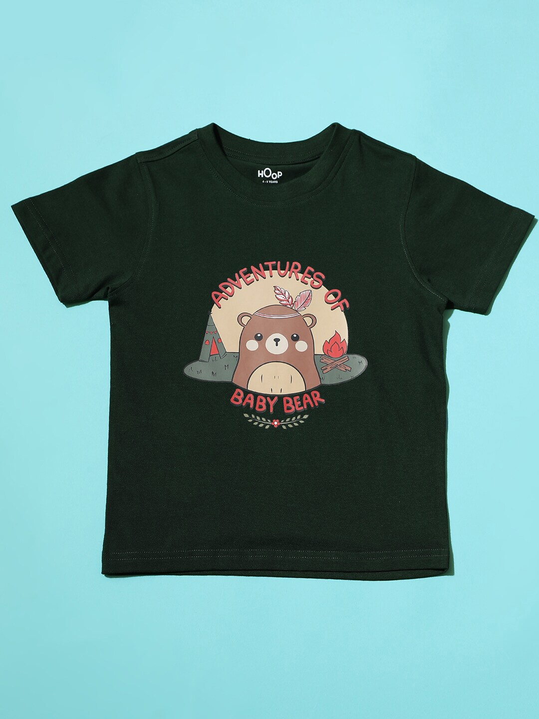 

Hoop Boys Graphic Printed Cotton T-shirt, Green