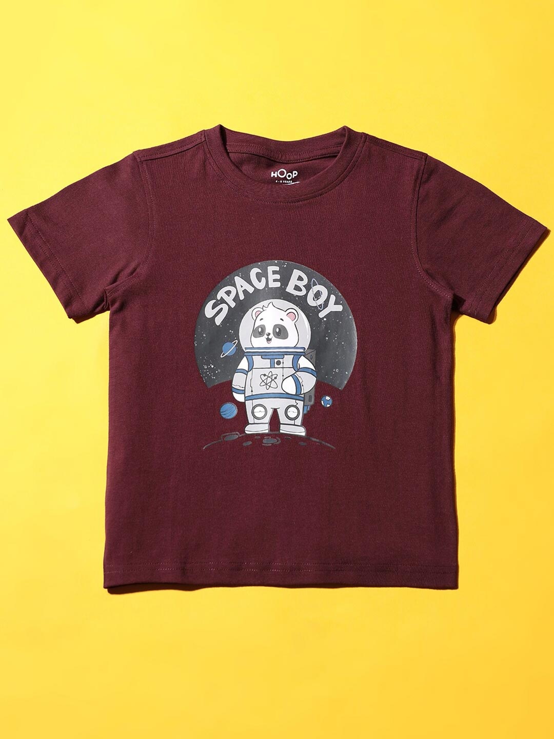 

Hoop Boys Graphic Printed Cotton T-shirt, Burgundy