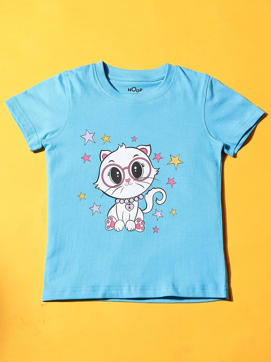 

Hoop Girls Printed Cotton T-shirt, Blue