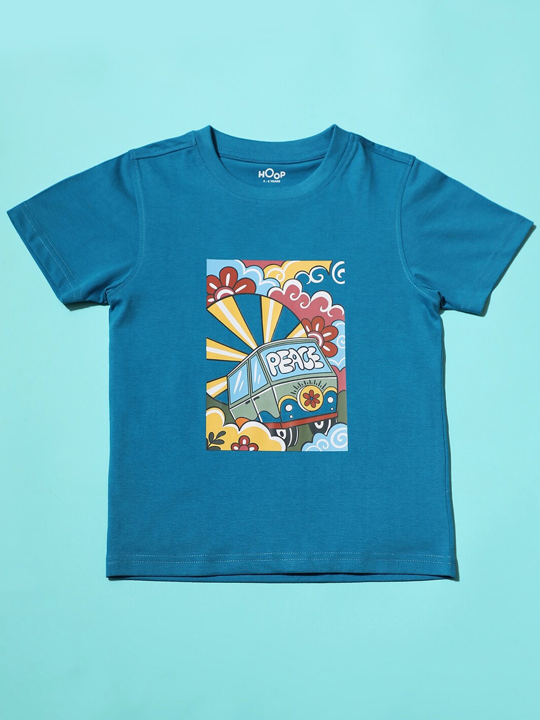 

Hoop Boys Graphic Printed Cotton T-shirt, Teal