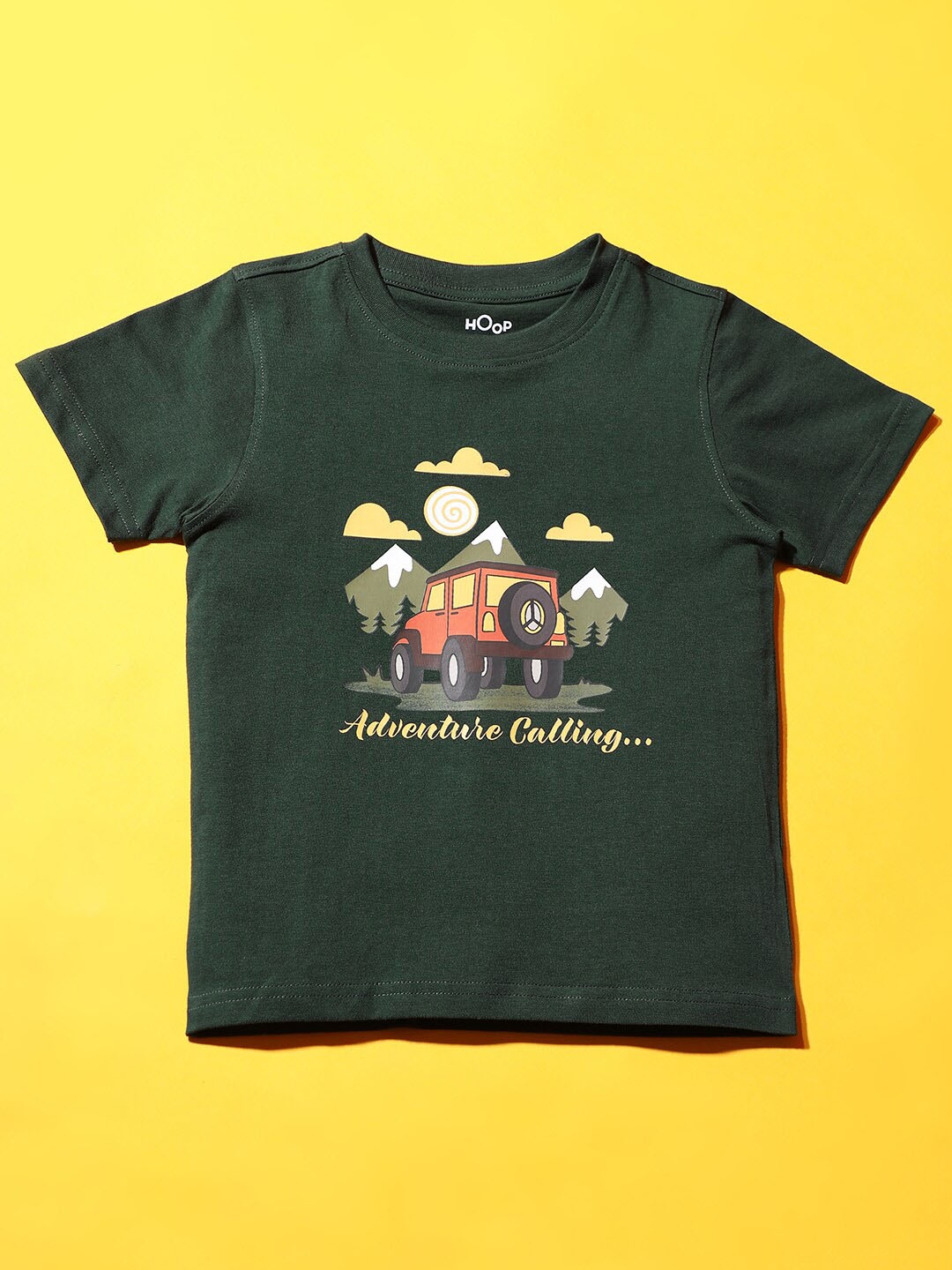 

Hoop Boys Graphic Printed Cotton T-shirt, Green