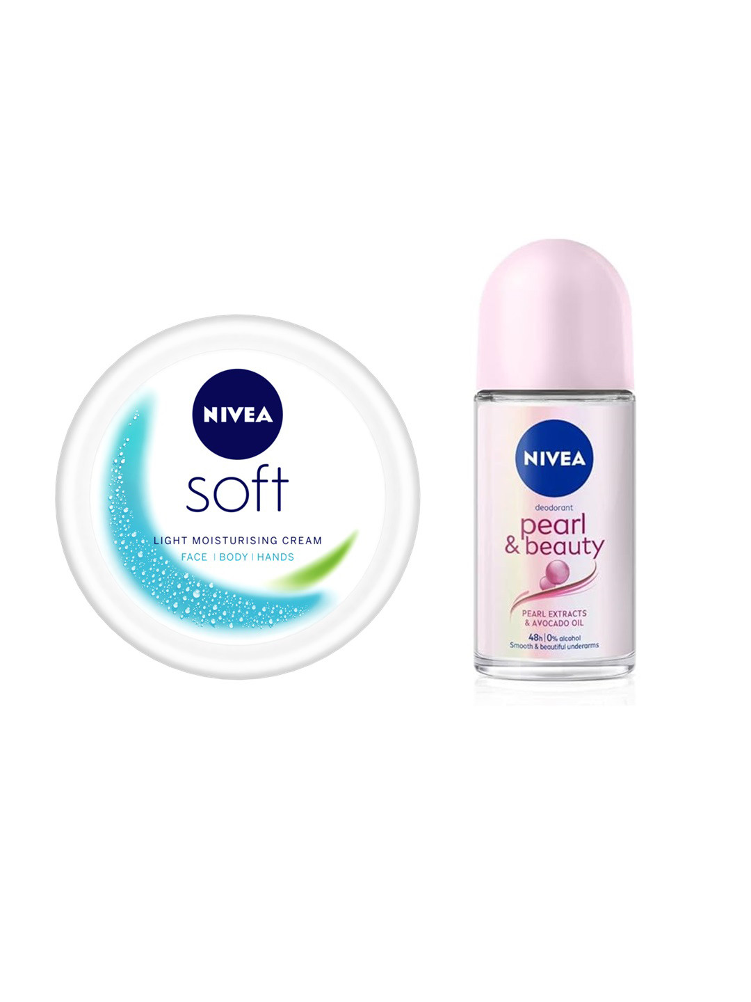 

Nivea Care Combo - Soft Moisturiser 300ml & Pearl & Beauty Roll-On Deo 50ml, White