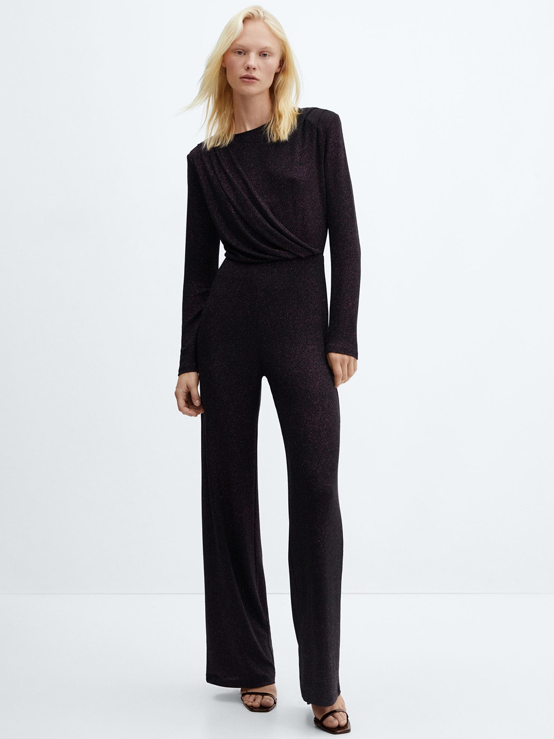 

MANGO Shimmery Basic Jumpsuit, Black